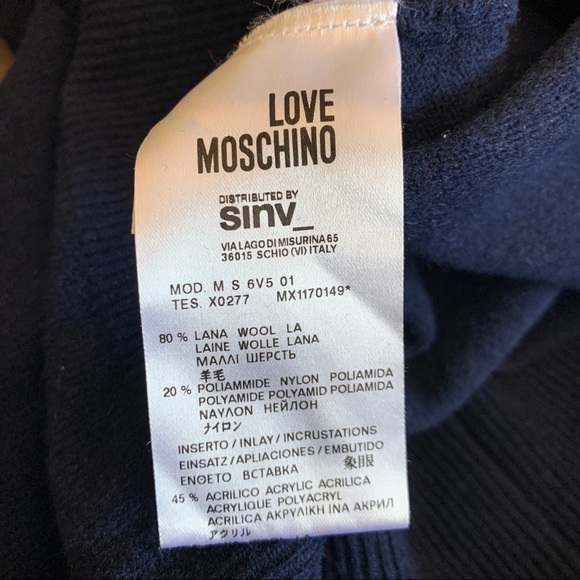 Men’s Love Moschino blue sweater w/ elbow patches - Picture 11 of 16
